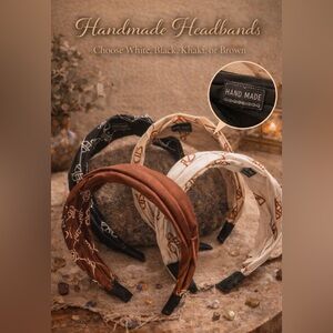 Handmade Twisted Headband - Neutral Brown, Cream, Black, Khaki-choose 1